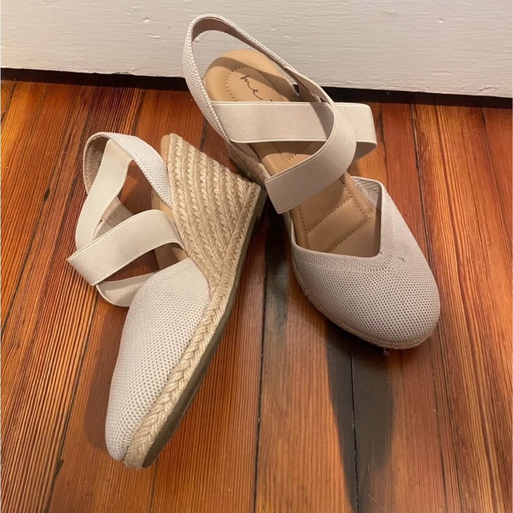 Women's Cream Wedge Sandals